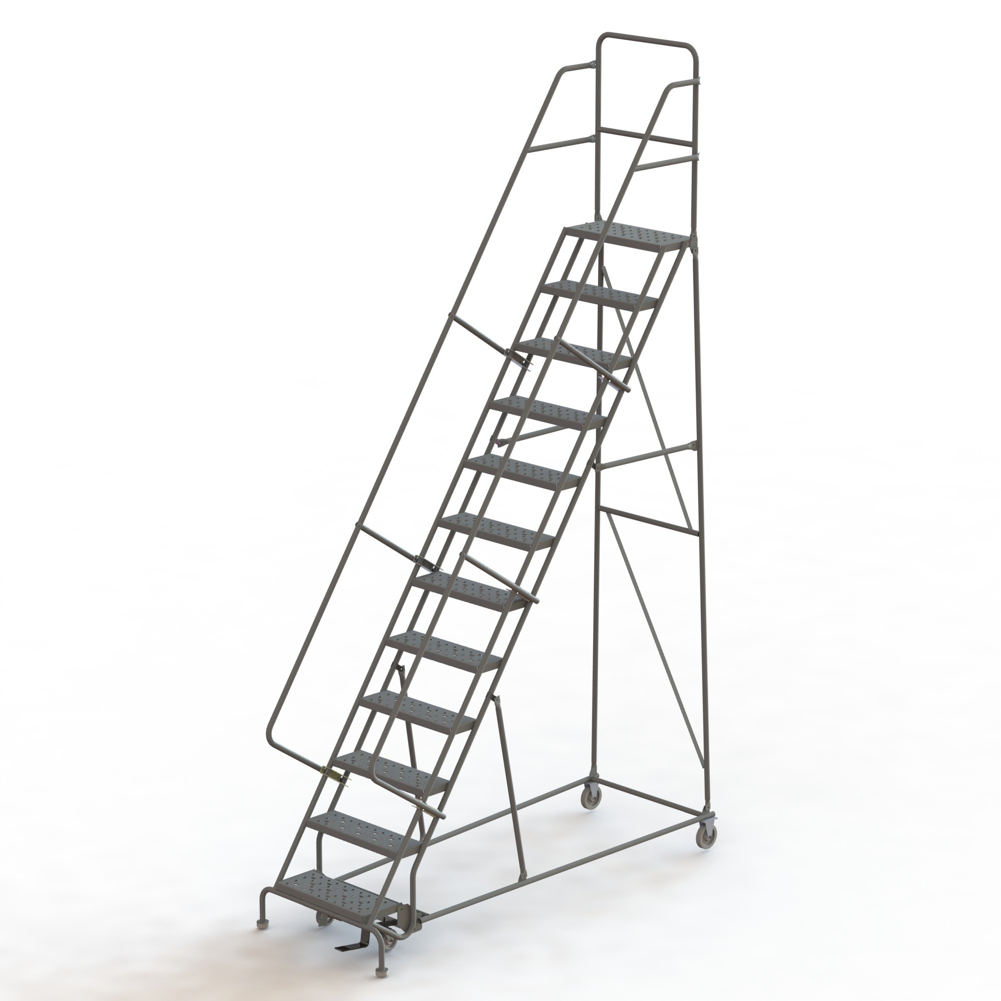 Tri-Arc Manufacturing, 12-Step Rolling Ladder, 24in. W x 10in. DTS Grip Trd, Overall Height 111 in, Steps 12 Material Carbon Steel, Model# KDSR112242